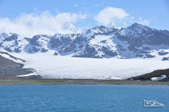 A enorme geleira em St Andrews Bay, na Geórgia do Sul